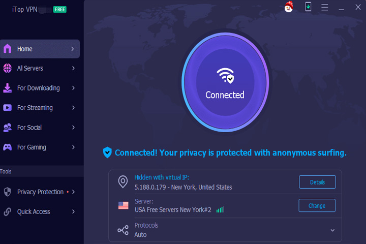 iTop VPN captura