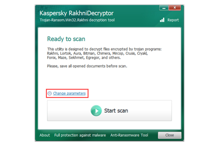 Kaspersky RakhniDecryptor 1.40.0.0 Screen