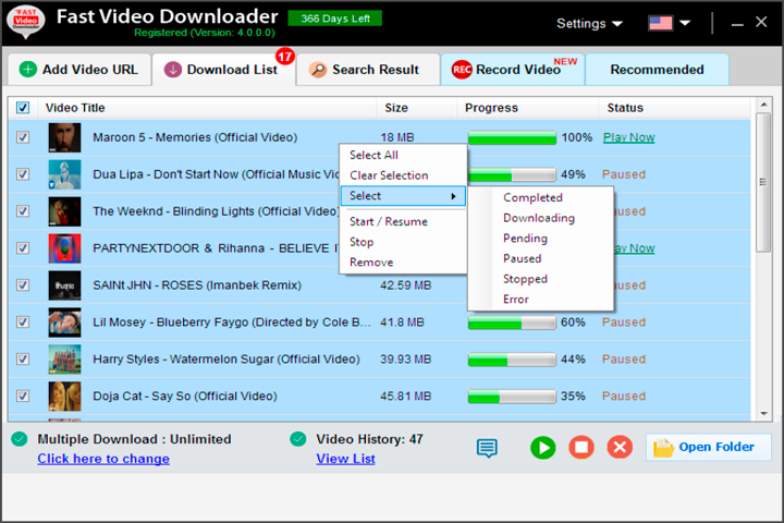 Fast Video Downloader 4.0.0.54 Screen
