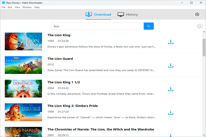 Pazu DisneyPlus Video Downloader Screen