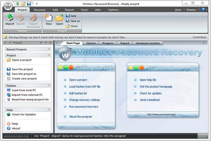 Wireless Password Recovery Professional Screen