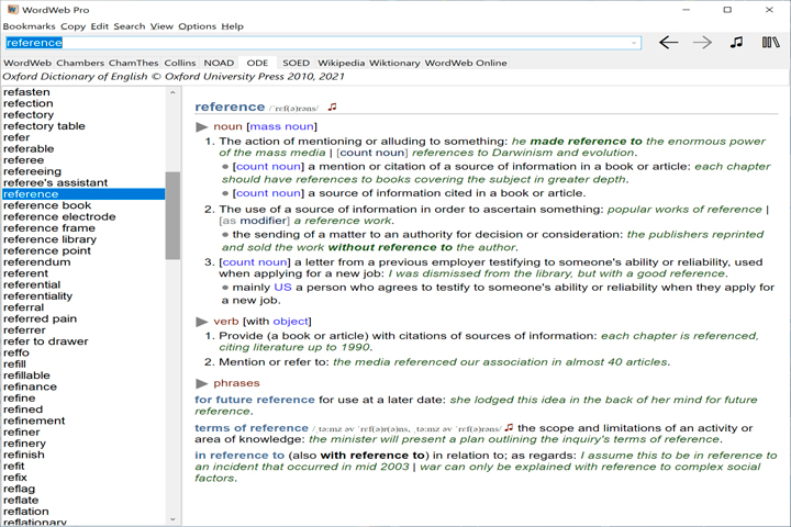 WordWeb Pro Ultimate Reference Bundle 2023 Screen