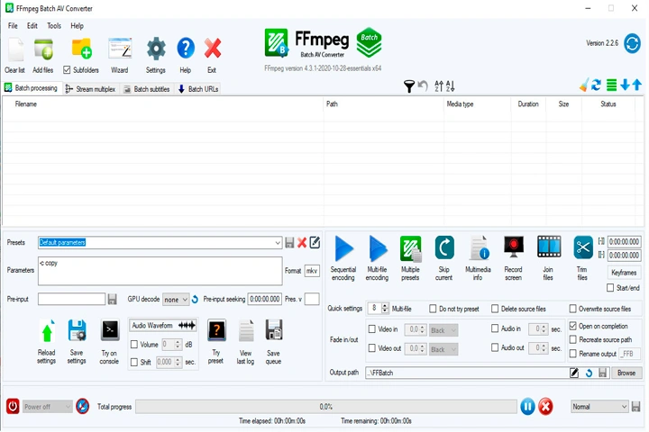 FFmpeg Batch AV Converter Screen